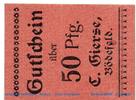 Notgeld Deutschland 50 Pfennig Schein Notgeld C. Gierse Bödefeld 0805.15.02 , 50 Pfennig Schein in kfr. o.D. -