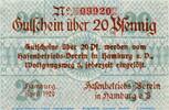 Notgeld DE 20 Pf. Notgeld Hafenbetriebsverein Hamburg 3765.145.15 , 20 Pfennig Schein in kfr. -