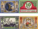 Serienscheine DE 4 Scheine kpl. Lünen , Notgeld Set mit 4 Scheinen in kfr. M/G 841.1 , Westfalen 1921 -