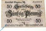 Notgeld Notgeld Bingen , 50 Pfennig Schein , Tieste 0630.05.01 , von 1917 , Hessen Verkehrsausgabe -