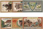 Notgeld DE 6 Scheine kpl. Notgeld Gemeinde Rossbach zu Braunsbedra 1135.1 , Schlachtserie Set 6 x kfr. -