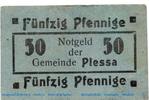 Notgeld Deutschland 50 Pfennig blau Notgeld Gemeinde Plessa 5670.10.35 , 50 Pfennig Schein in f-kfr. o.D. -