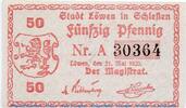 Notgeld Deutschland 50 Pfennig Schein Notgeld der Stadt Löwen 4200.05.17 , 50 Pfennig Schein in kfr. -