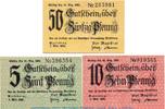 Notgeld Deutschland 3 Scheine kompl. 3 x Notgeld der Stadt Merseburg 4505.15.20-22 , Set mit 3 Scheinen in kfr. -