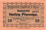 Kleingeld 1914-1922 DE 50 Pf. Ergoldsbach , Notgeld 50 Pfennig Schein unc-kfr. Ti.1760.05.11 , Bayern 1917 Ver -