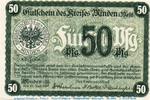 Notgeld Deutschland 50 Pfennig Schein Notgeld Kreis Minden 4575.05.03 , 50 Pfennig Schein in f-kfr. von 1917 -