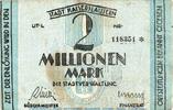 Großnotgeld Inflation 2 Millionen Mark Banknote Stadt Kaiserslautern , 2 Millionen Mark Schein in gbr. Keller 2541.b -