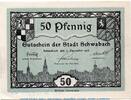 Kleingeld 1914-1922 50 Pf. Schwabach , Notgeld 50 Pfennig Schein unc-kfr. Ti.6715.10.30 , Bayern 1918 Verke -