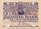 Großnotgeld Deutschland 20 Mark Schein Banknote der Stadt Rüstringen , 20 Mark Schein in kfr.E Geiger 457.01.a 1918 -