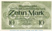 Großnotgeld 1918 DE 10 Mk. Landsberg a.L. , Notgeld 10 Mark Schein in kfr.E Geiger 307.01 1919 BAY -