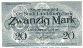 Großnotgeld 1918 DE 20 Mk. Banknote der Stadt Landsberg , 20 Mark Schein in kfr.E Geiger 307.02 1919 -