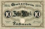 Großnotgeld De. 10 Mk. Banknote der Stadt Pößneck , 10 Mark Schein in kfr. , Geiger 420.02 , o.D. -