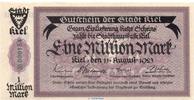 Großnotgeld Inflation 1 Million Mark Banknote der Stadt Kiel , 1 Million Mark Schein in kfr. Keller 2614.d von 1923 -