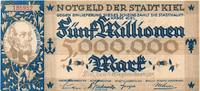 Großnotgeld Inflation 5 Millionen Mark Banknote der Stadt Kiel , 5 Millionen Mark Schippen in kfr. Keller 2614.h 1923 -