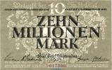 Großnotgeld Inflation 10 Millionen Mark Banknote der Stadt Kiel , 10 Millionen Mark Schippen in kfr. Keller 2614.h 1923 -