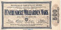 Großnotgeld Inflation 500 Milliarden KN * senkr. Banknote Stadt Kiel , 500 Milliarden Mark, KN Stern senkr. in f-kfr. Keller 2614 -
