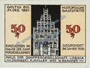 Notgeld DE 50 Pf. Nr.2 Notgeld Schiffergesellschaft Lübeck 824.1.b , 50 Pfennig Schein Nr.2 in kfr. o.D -
