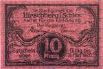 Notgeld DE 10 Pf. Hirschberg Notgeld Tieste 3045.20.05 , 10 Pfennig Schein in kfr. o.D. Schlesien -