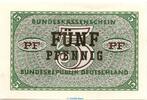 Bundesrepublik Deutschland 5 Pfennig Schein Bundeskassenschein , 5 Pfennig Note in kfr. BRD-66, Ros.314, P.25 , o.D. -