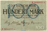 Länderbanknote Baden 100 Mark Schein Länderbanknote , 100 Mark Schein in gbr. BAD-6, Ros.708, S.907 , vom 15.12.1918 -