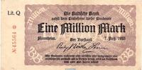 Länderbanknote Baden 1 Million Mark Länderbanknote , 1 Million Mark Schein in gbr. BAD-11.a, Ros.713, S.912 , 1923 -