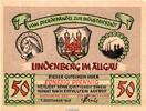 Notgeld 1945 - 1948 50 Pfennig Schein Notgeld der Stadt Lindenberg , 50 Pfennig Schein in kfr. von 1947 , Bayern -