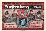 Notgeld De 1 Mk. Notgeld der Stadt Fürstenberg 402.7 , 1 Mark - rosabraun - in kfr. von 1921 -