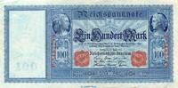Deutsches Kaiserreich 100 Mark Schein 1910 blau Reichsbanknote , 100 Mark Schein blau in gbr. DEU-39.b, Ros.43, P.42 , von 1910 -