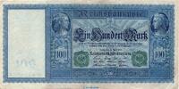 Weimarer Republik - Inflation 100 Mk. grün Reichsbanknote , 100 Mark Schein grün in gbr. DEU-68.a, Ros.44, P.43 , 1910 -