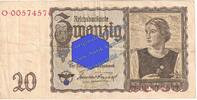 Drittes Reich Reichsbanknote , 20 Mark Tirolerschein in gbr. DEU-215, Ros.178, P.185 , 1939 20 Mk. -Tirolerschein- 1939 zirkuliert , 3