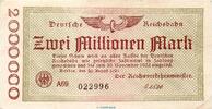 deutsche Reichsbahn 2 Million Mark Banknote Reichsbahn , 2 Millionen Mark Schein in gbr. RVM-2 , S.1012 , von 1923 -