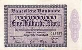 Länderbanknote Bayern 1 Mia. Mk. Länderbanknote , 1 Milliarde Mark Schein in kfr. BAY-17, Ros.732, S.936 , 1923 -