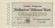 Reichsbahn DE 500 Mio. Mk. Banknote Reichsbahn , 500 Millionen Mark Schein in kfr. RVM-9 , S.1019 , 1923 -