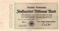 Reichsbahn DE 500 Millionen Mark Banknote Reichsbahn , 500 Millionen Mark Schein in gbr. RVM-9 , S.1019 , 1923 -