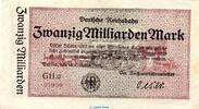 Reichsbahn DE 20 Mia. Mk. Banknote Reichsbahn , 20 Milliarden Mark Schein in kfr. RVM-12 , S.1021 , 1923 -
