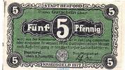 Notgeld DE 5 Pf. Notgeld Stadt Herford 2945.05.15 , 5 Pfennig Schein in kfr. von 1917 , Westfalen -
