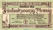 DE 25 Pf. Notgeld Stadt Kamen 3350.05.10 , 25 Pfennig Schein in kfr. von 1919 , Westfalen -