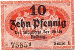Notgeld DE 10 Pf. Notgeld Stadt Kolberg 3650.05.01 , 10 Pfennig Schein in kfr. von 1917 , Pommern -