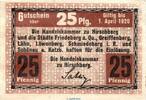Notgeld Deutschland 25 Pfennig Schein Notgeld Handelskammer Hirschberg 3045.05.10 , 25 Pfennig Schein in kfr. o.D. -