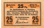 Notgeld 25 Pf. Hirschberg , Notgeld 25 Pfennig Schein in kfr. Tieste 3045.05.15 , Schlesien -