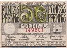 Notgeld Deutschland Notgeld Schleswig 50 Pfennig Notgeld der Stadt Schleswig 6560.10.15-20 , 50 Pfennig Schein in kfr. von 1918 -