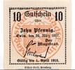 Kleingeld 1914-1922 DE 10 Pf. Notgeld Stadt Exin 1830.05.50 , 10 Pfennig Schein in kfr. von 1917 , Posen -