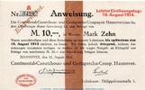 Notgeld 1914/1915 Notgeld Conti Hannover 10 Mark Notgeld Continental Coutchuc Hannover 10 Mark Schein in kfr.E , Dieß.142.2.f -