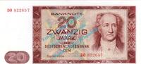 Deutsche Notenbank DDR Banknote , 20 Mark Schein in kfr. DDR-18, Ros.356, P.24 , von 1964 , DDR 20 Mk. 1964 1 bis 1-