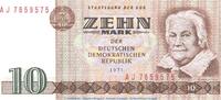 Staatsbank DDR Banknote , 10 Mark Schein -KN 7- in kfr. DDR-21.c Ros.359, P.28 von 1971 , DDR 10 Mark Schein 1971 kfr/unc 1 bis 1-