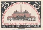 Serienscheine DE 75 Pf. Altheide M/G 28.2 , Notgeld 75 Pfennig Schein -rot- in kfr. von 1921 , SLN -