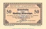 Seriennotgeld Deutschland Notgeld Langenaltheim 50 Pfennig Notgeld Gemeinde Langenaltheim 766.2 , 50 Pfennig Schein in kfr. von 1917 , Bay. -