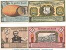 Serienscheine DE 4 Scheine kpl. 4 x Notgeld Stadt Labes 755.1.d , Set mit 4 Scheinen in kfr. von 1921 , Pommern -