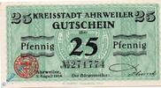 Notgeld Deutschland 25 Pfennig Schein Notgeld Ahrweiler , 25 Pfennig Schein , Tieste 0001.10.01 - 05 , von 1918 , Rheinland Verkehrsausgabe -