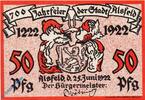 Serienscheine DE 50 Pf. Notgeld Alsfeld , 50 Pfennig Schein , Mehl Grabowski 16.1 , von 1922 , Hessen Seriennotgeld -